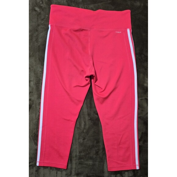 Women's Adidas Pants Capris Cropped Stripes Red White Athletic Poly Large - Picture 2 of 6